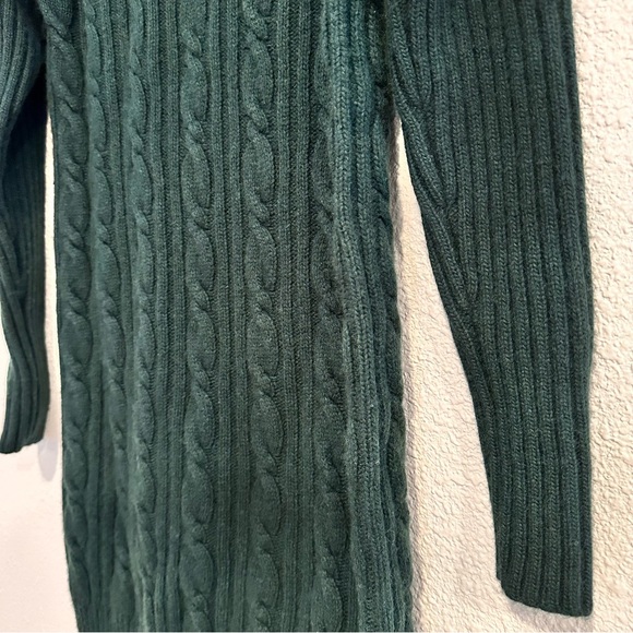 j crew cashmere wool blend preppy forest emerald green cable knit sweater dress - Picture 4 of 6